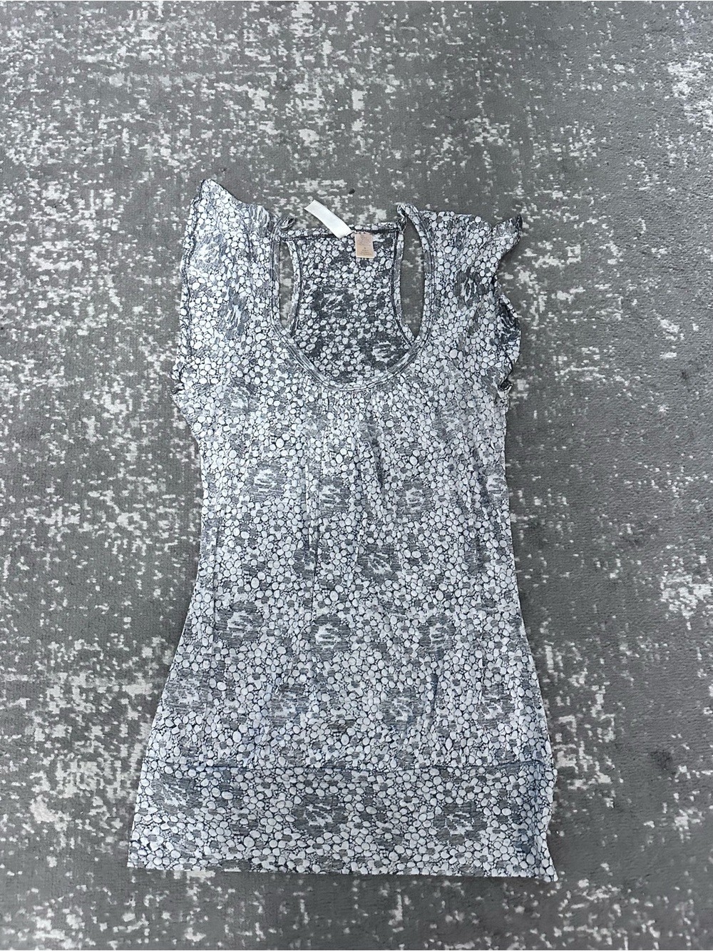 Eyeshadow Grey Floral Scoop Neck Tank